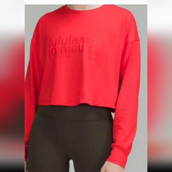 Tops - Lululemon Red Cropped Sweatshirt